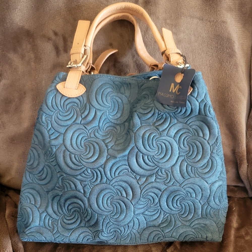 Gorgeous Massimo Castelli Dark Teal Floral Handbag